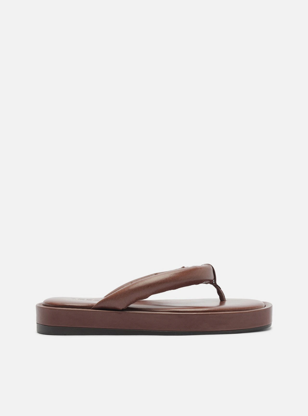 Sandália Marrom Couro Salto Flatform Tiras
