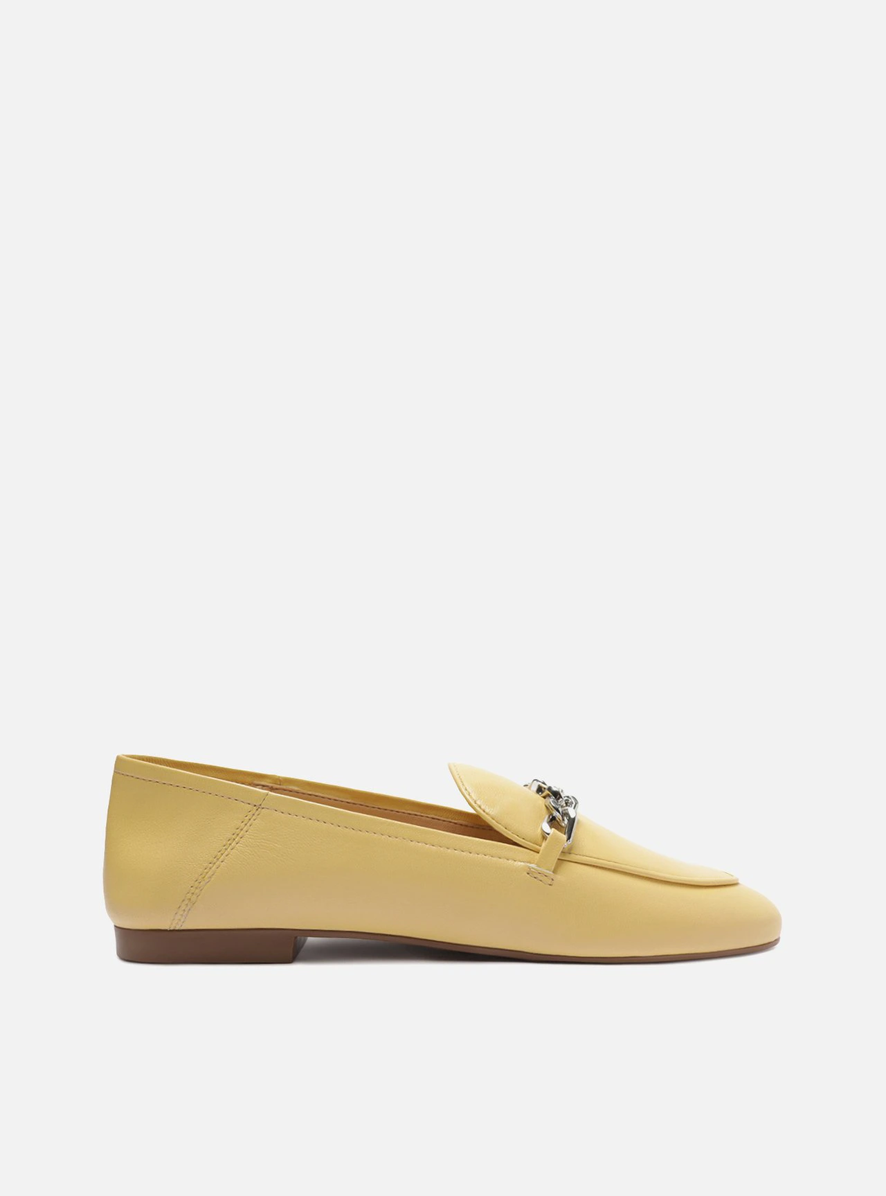 Mocassim Amarelo Couro Bico Redondo Bridão