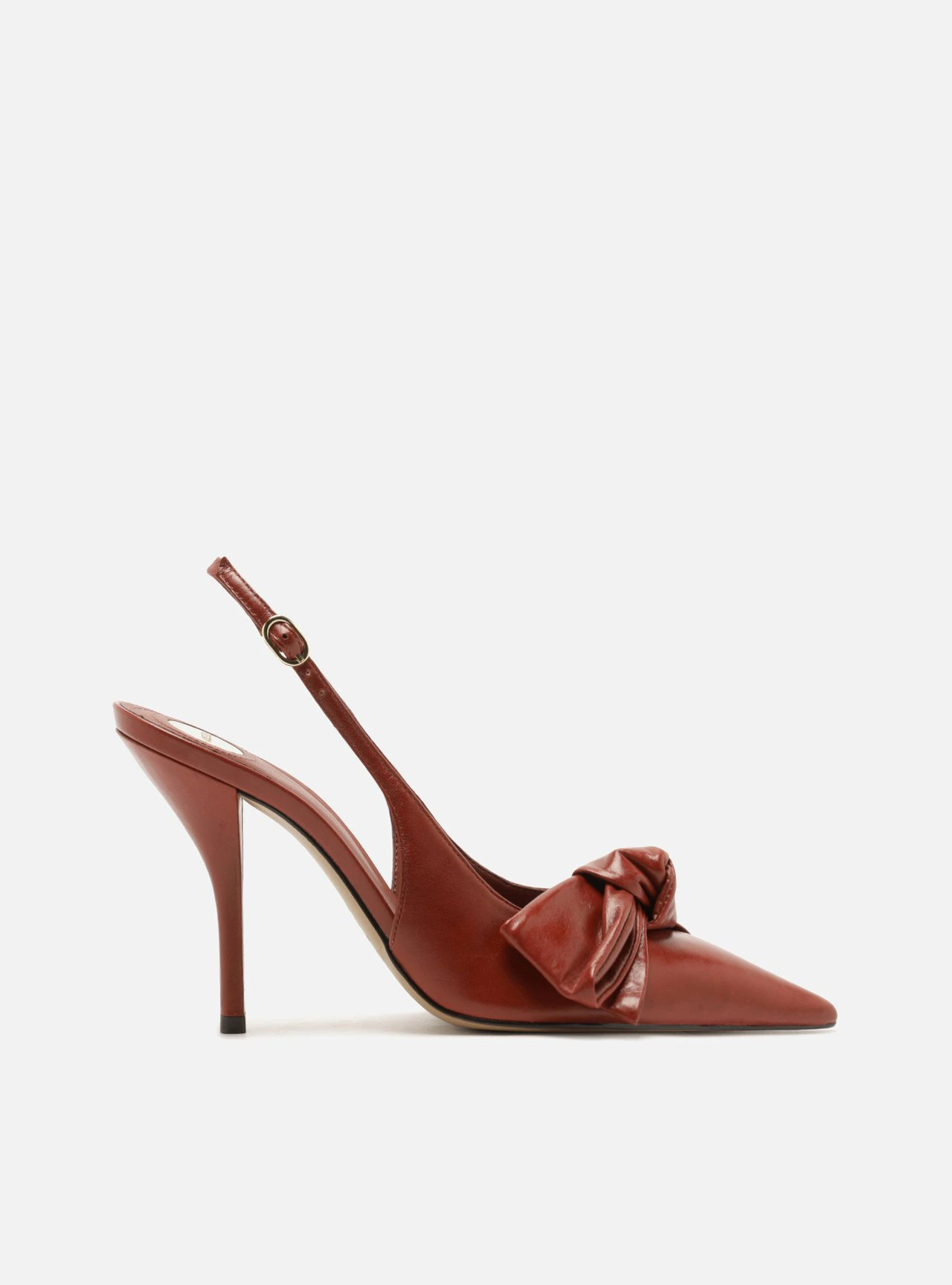 Scarpin Vermelho Couro Salto Fino Laço Slingback