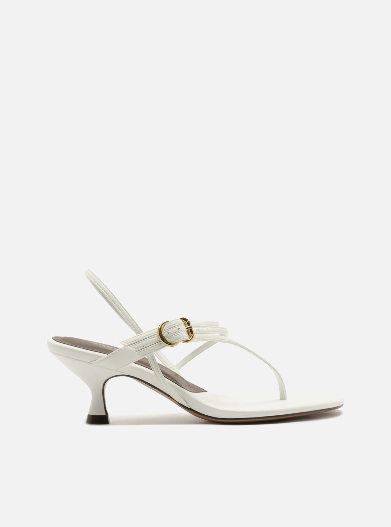 Sandália Marrom Salto Bloco Fivela Tiras Slingback