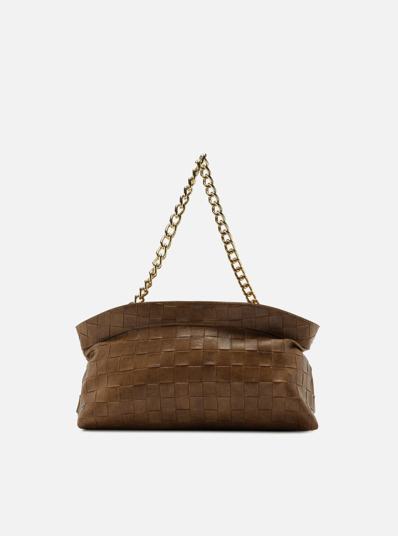 Bolsa Shoulder Marrom Média Tressê Alça Corrente