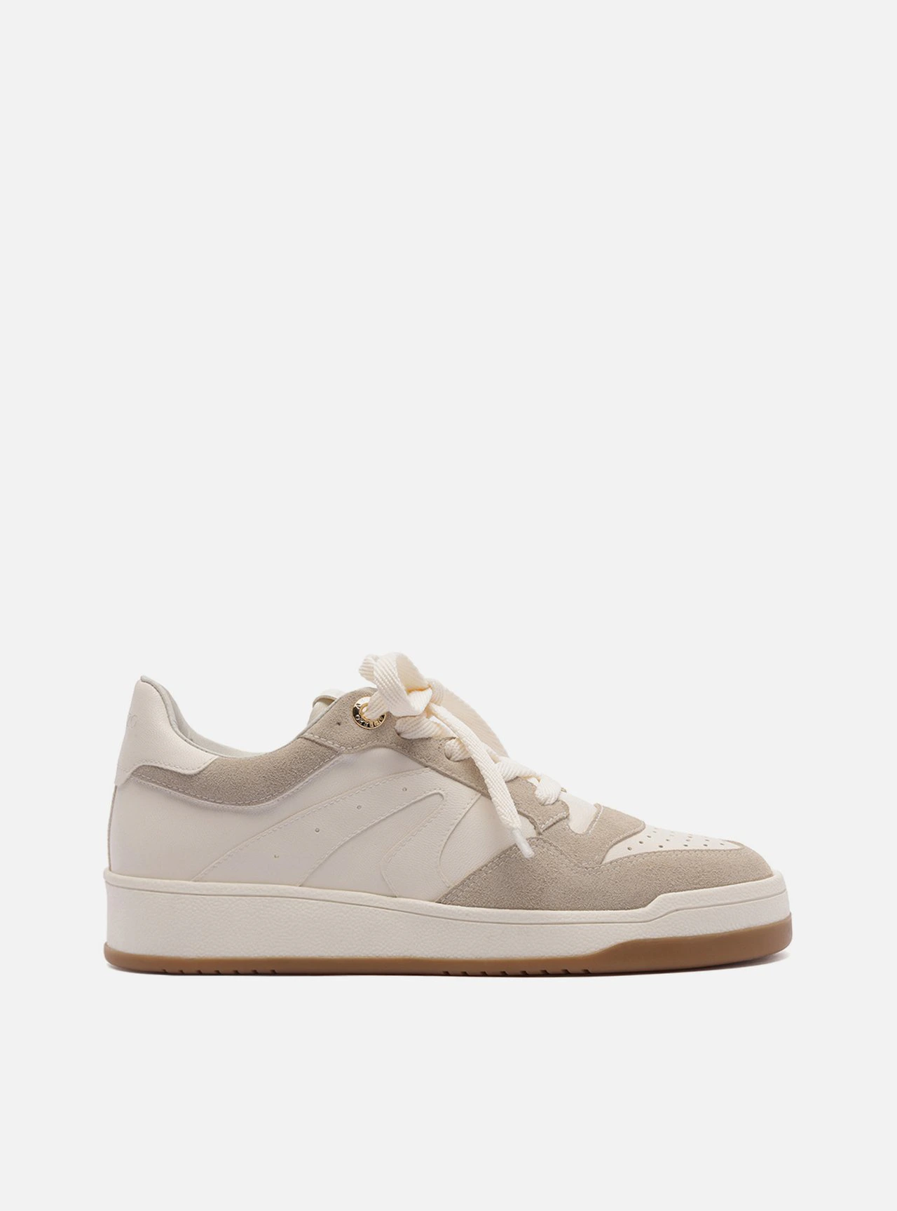 Tênis Branco Multimaterial Cinza Solado Emborrachado