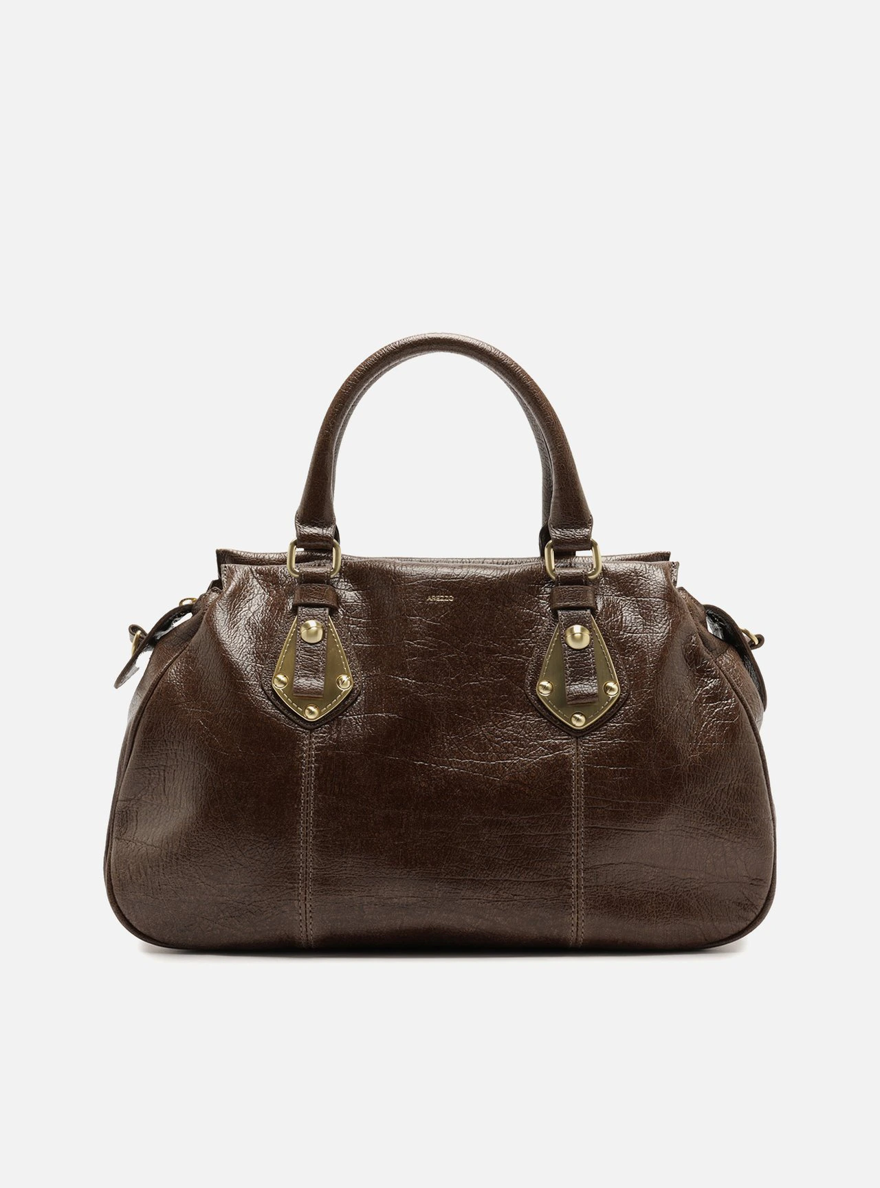Bolsa Tote Marrom Couro Grande Metais