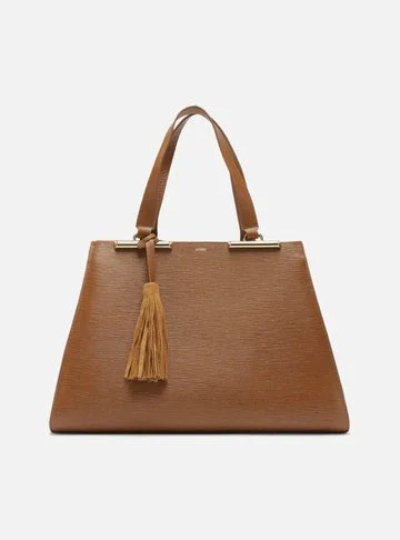 Bolsa Shopping Marrom Couro Grande Metal Barbicacho