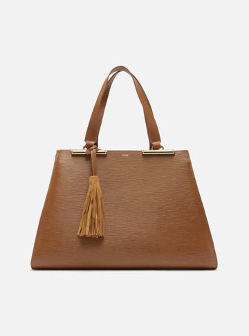Bolsa Shopping Marrom Couro Grande Metal Barbicacho