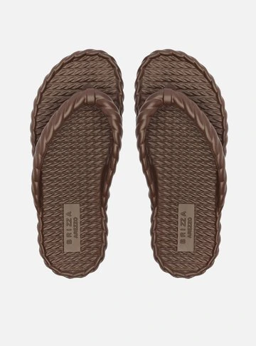Chinelo de Dedo Marrom Flatform Trança Brizza