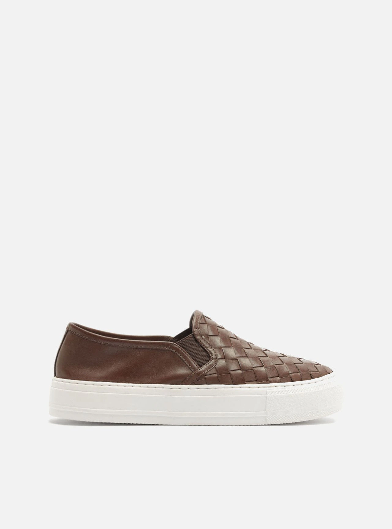 Tênis Marrom Couro Salto Flatform Tressê