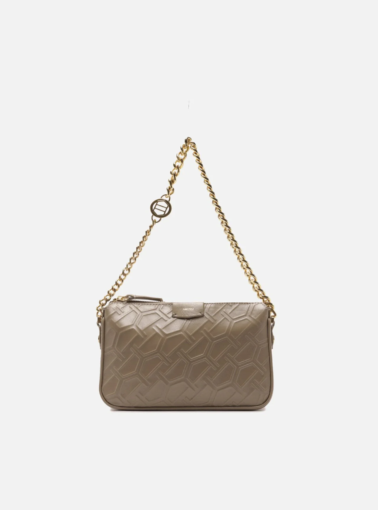 Bolsa Tiracolo Cinza Couro Pequena Corrente
