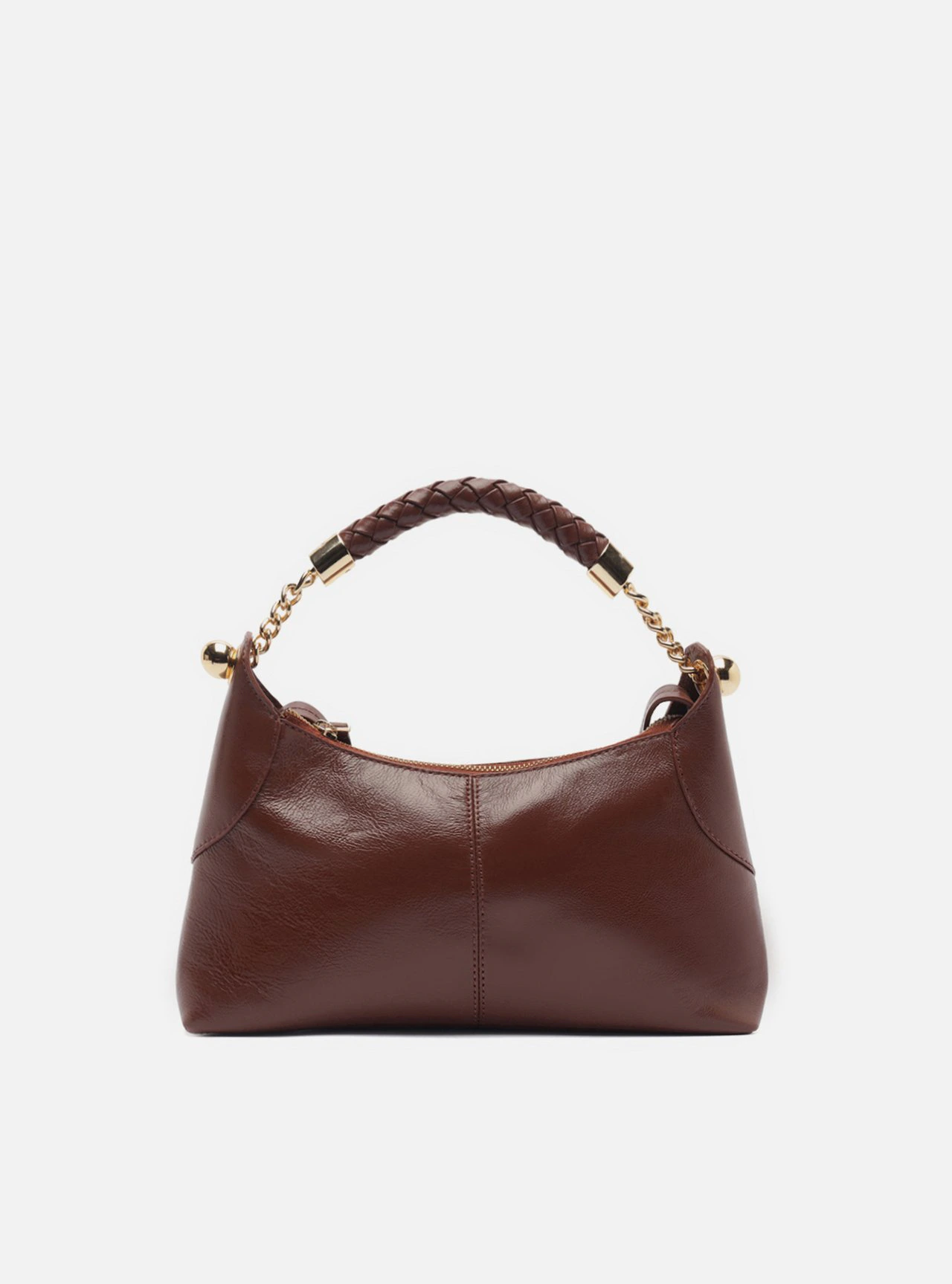 Bolsa Tiracolo Marrom Couro Média Alça Tressê