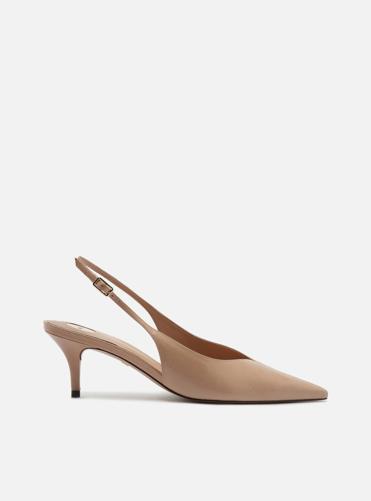 Scarpin Nude Couro Salto Fino Slingback