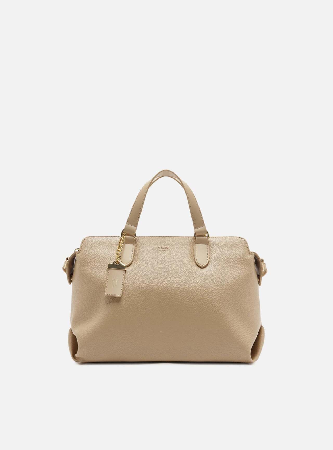 Bolsa Tote Nude Média Corrente Dourada