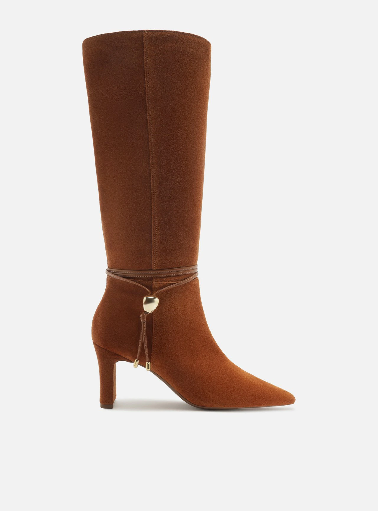 Bota Caramelo Acamurçada Cano Longo Salto Bloco