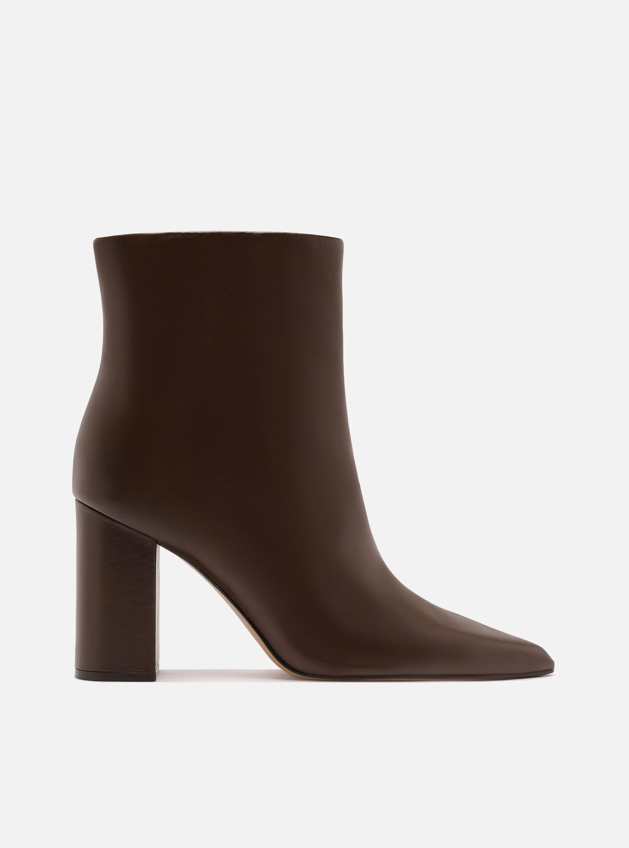 Bota Marrom Couro Cano Curto Salto Alto Básica