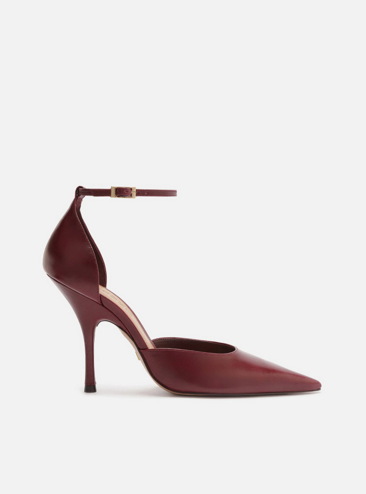Scarpin Vermelho Couro Salto Fino Fivela
