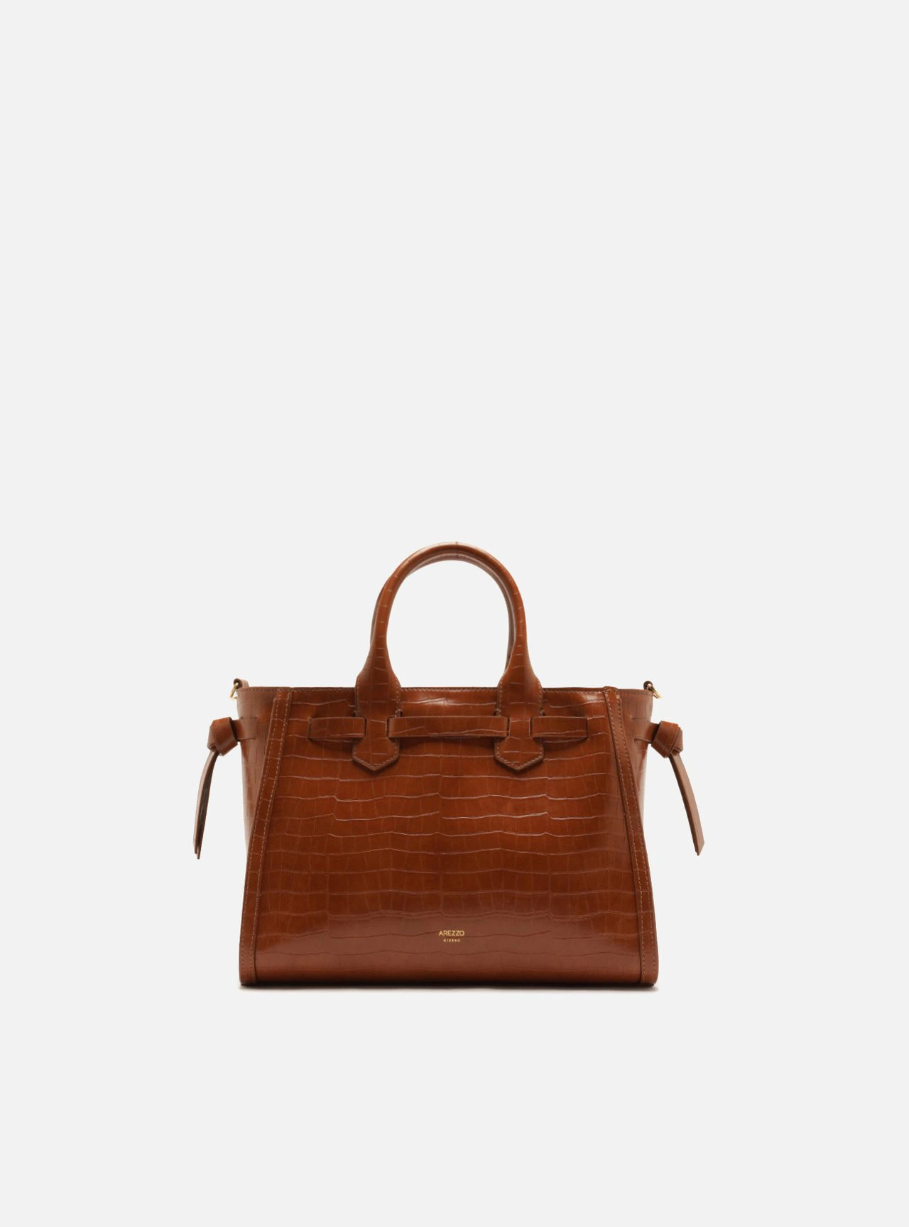 Bolsa Tote Caramelo Média Croco Tiras