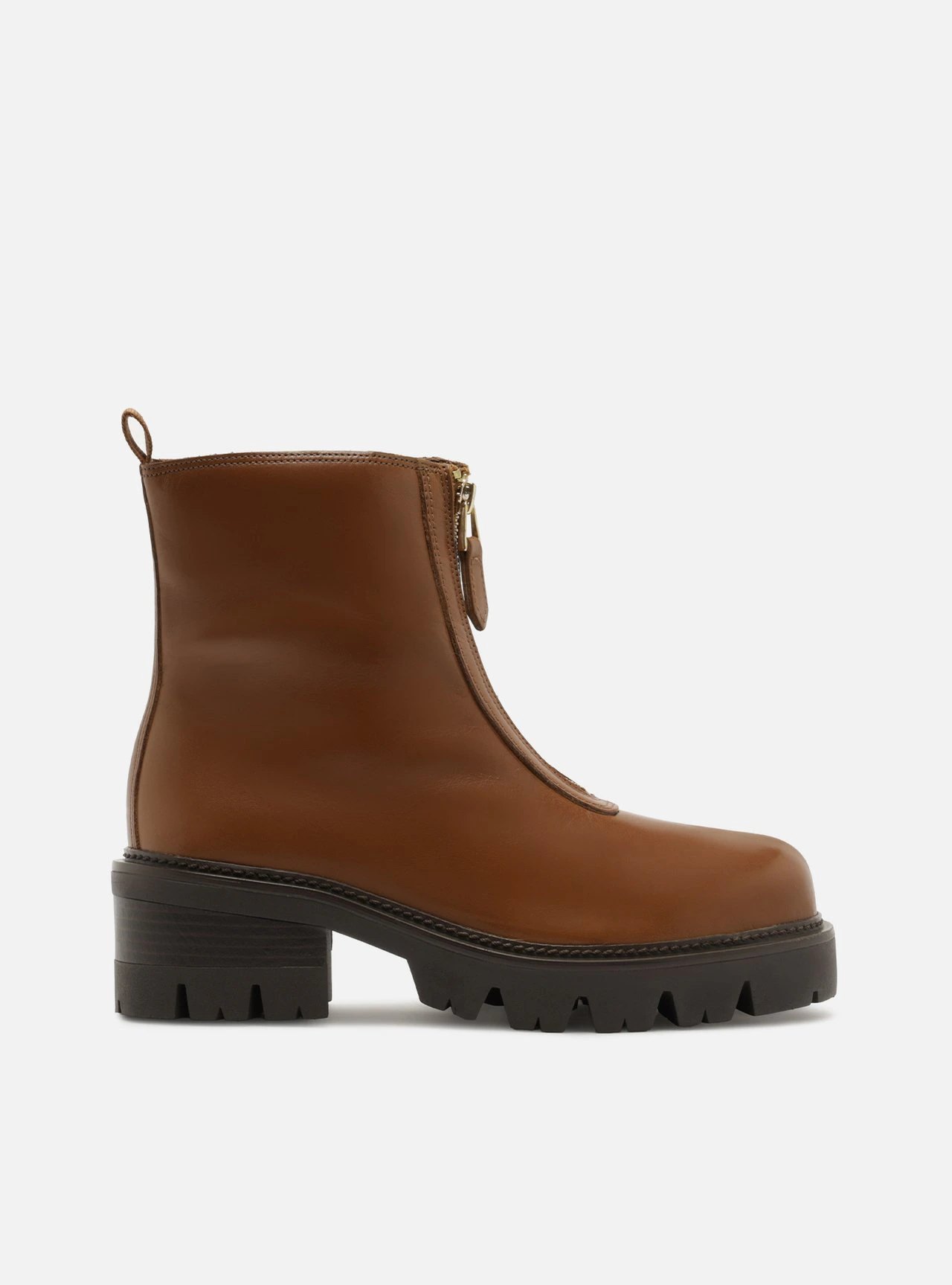 Bota Preta Cano Curto Salto Tratorado Zíper