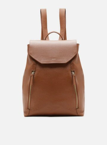 Mochila Marrom Couro Grande Bolsos