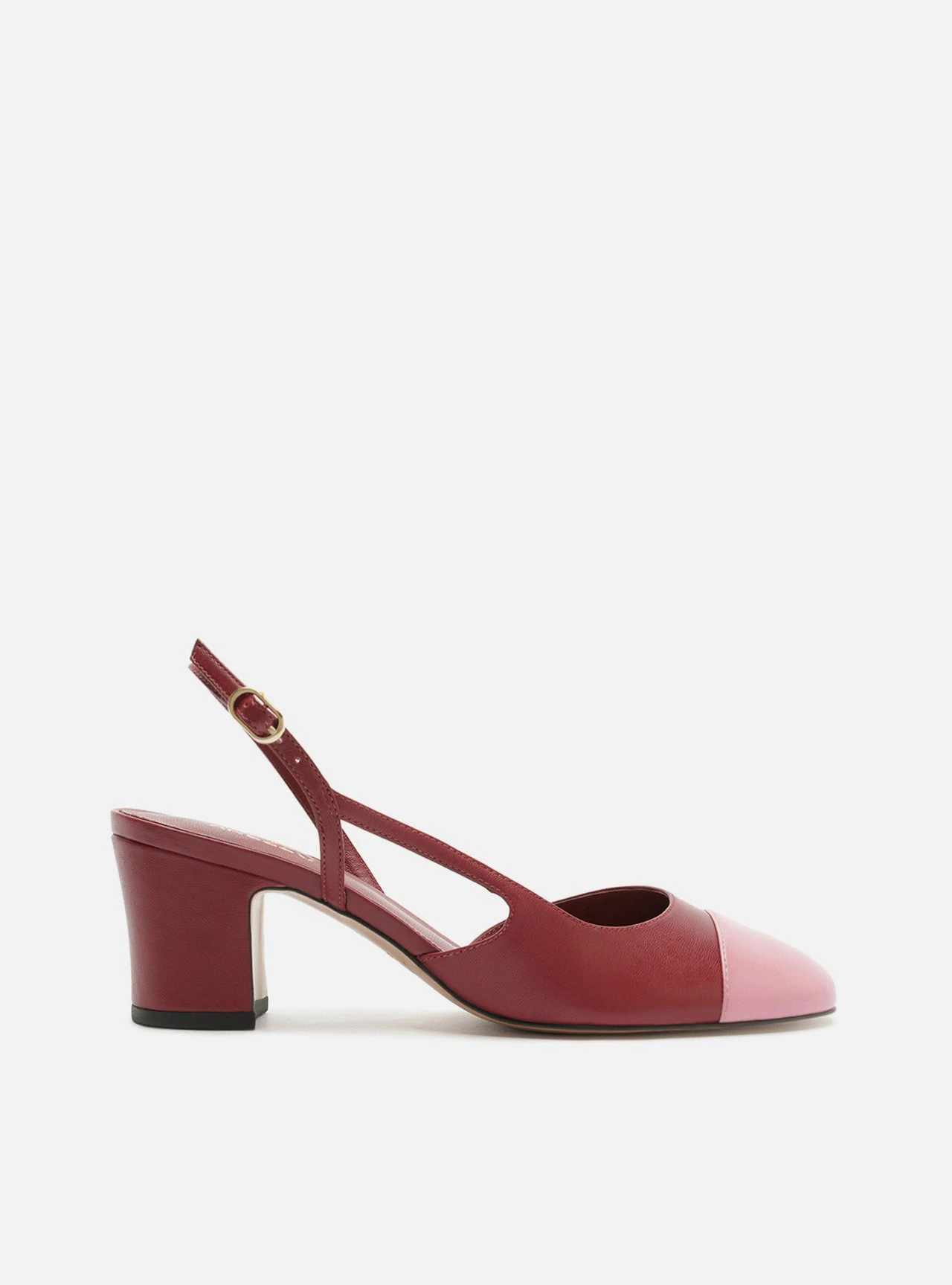 Scarpin Vermelho Couro Salto Bloco Slingback