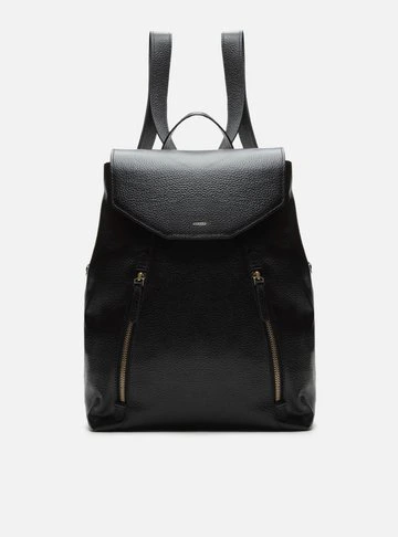 Mochila Preta Couro Grande Bolsos