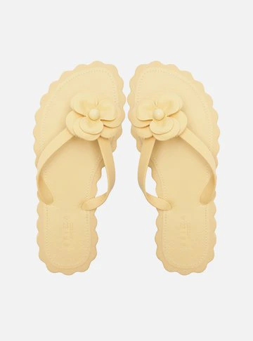 Chinelo de Dedo Bege Recouro Flor Daisy