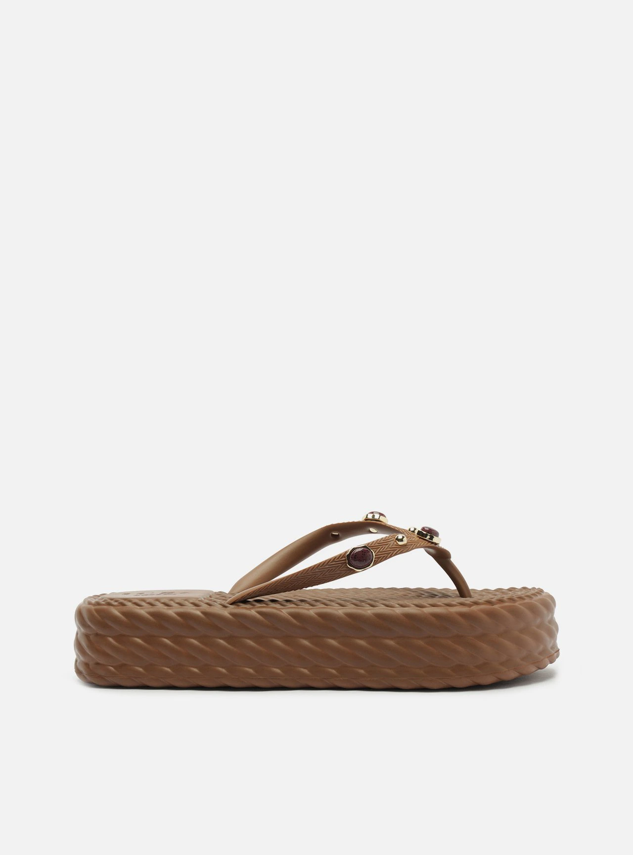 Chinelo Marrom Flatform Marrocos Pedras Brizza