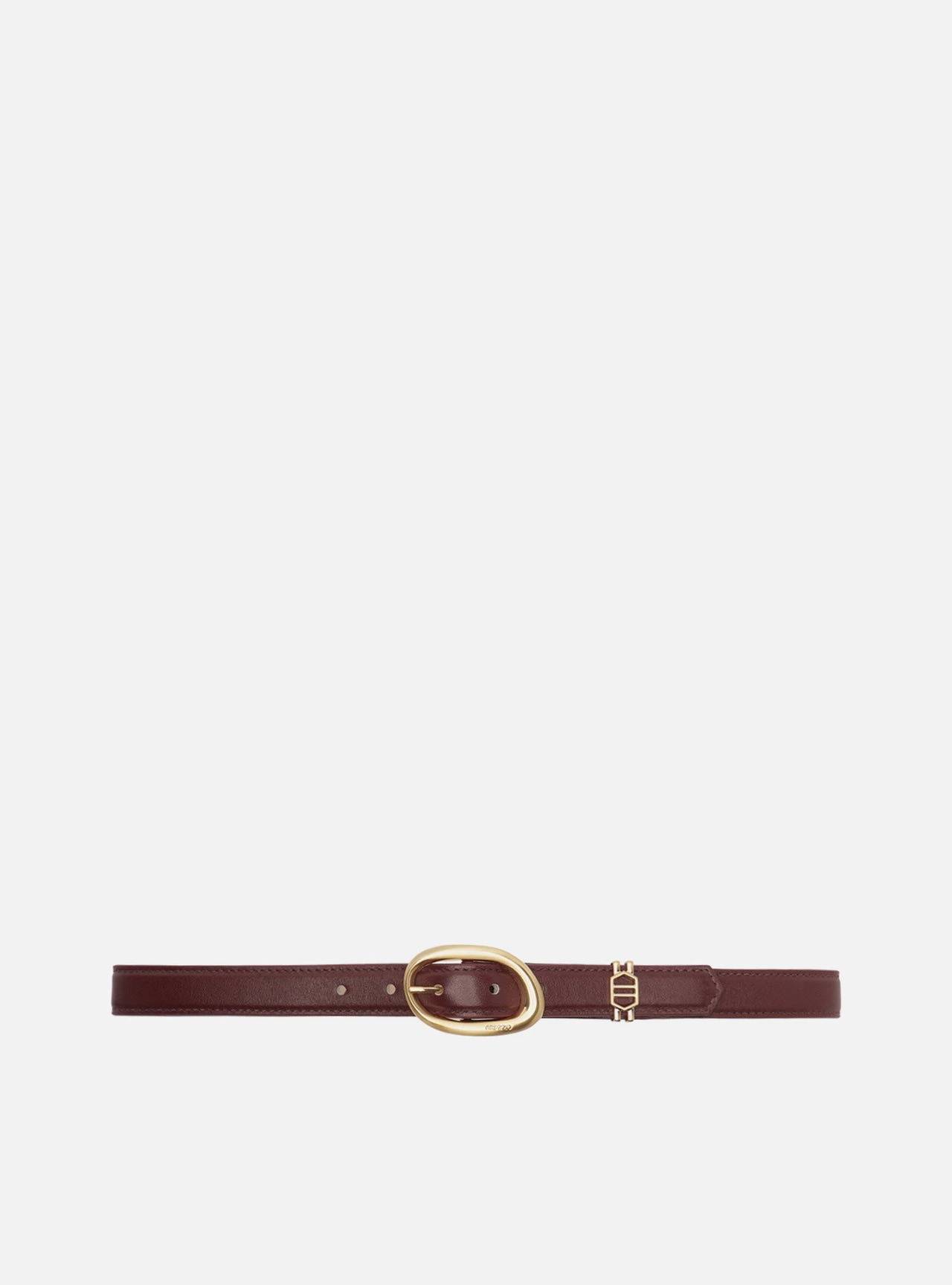 Cinto Vermelho Couro Fivela Oval Dourado