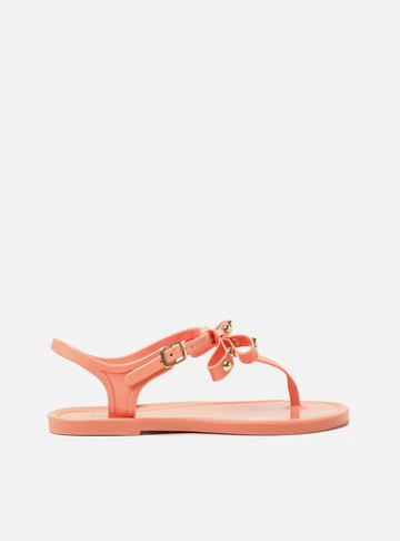 Rasteira Laranja Coral Laço Brizza