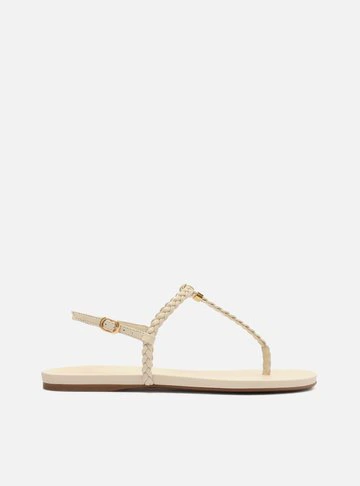 Sandália Rasteira Off-White Slim Tiras Trançadas