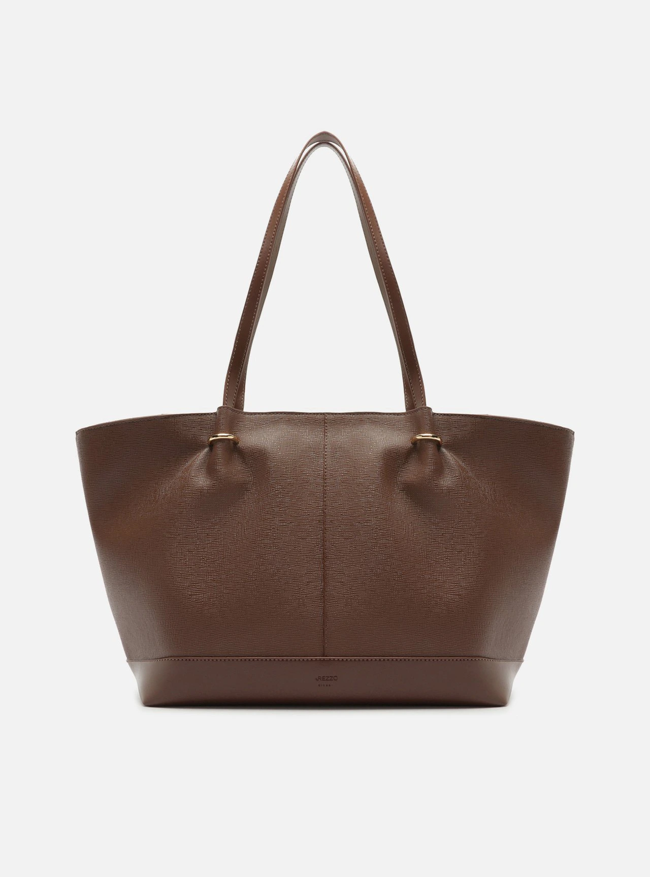 Bolsa Shopping Marrom Grande Metais Dourados
