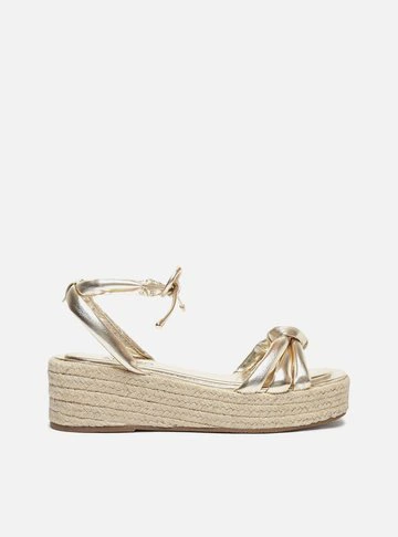 Sandália Dourada Corda Flatform Lana