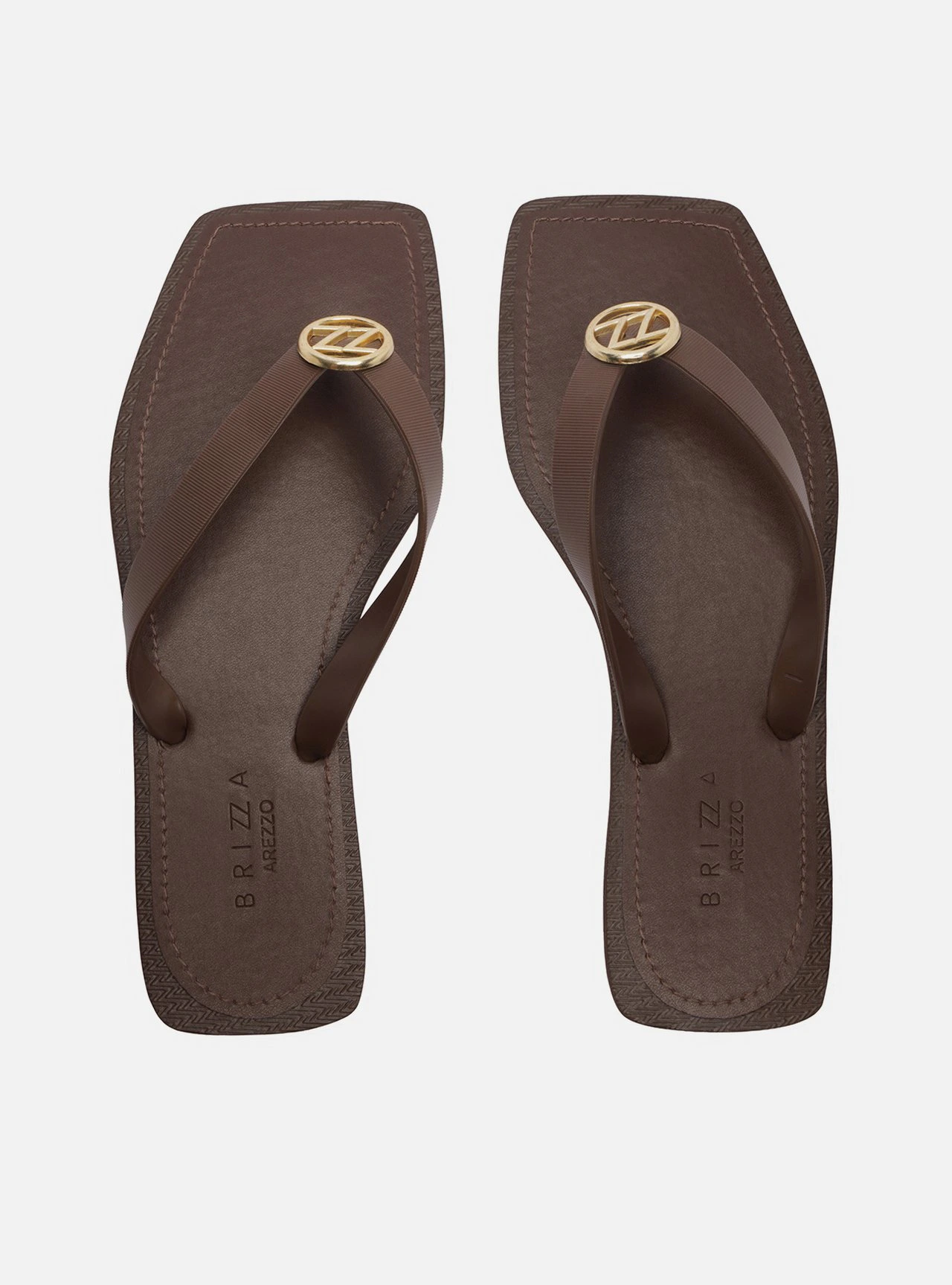 Chinelo de Dedo Marrom Metal ZZ Square Brizza