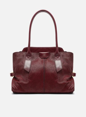 Bolsa Tote Vermelha Pelo Couro Grande