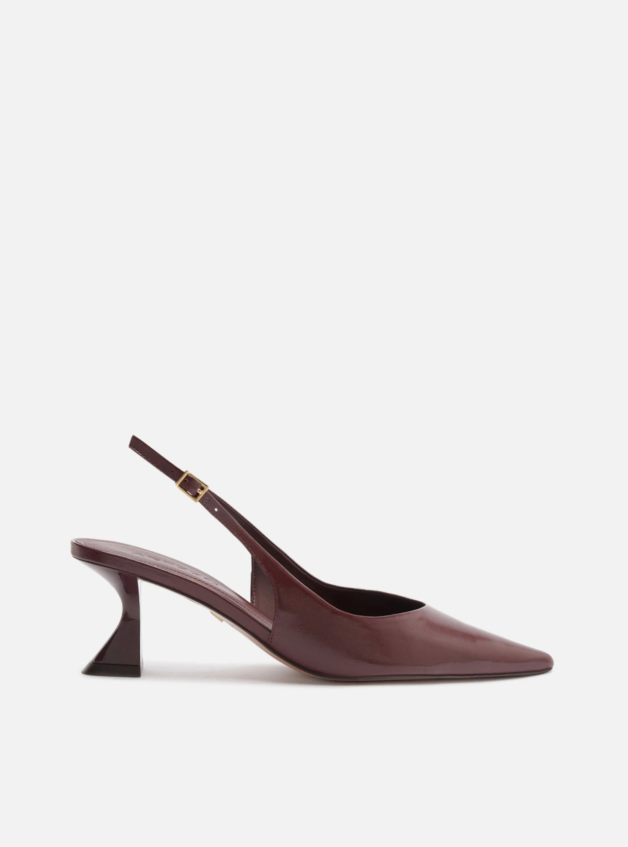 Scarpin Vermelho Couro Salto Geométrico Slingback