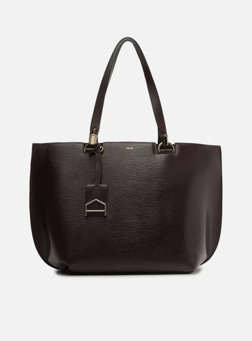 Bolsa Shopping Marrom Escura Couro Abraccio Grande