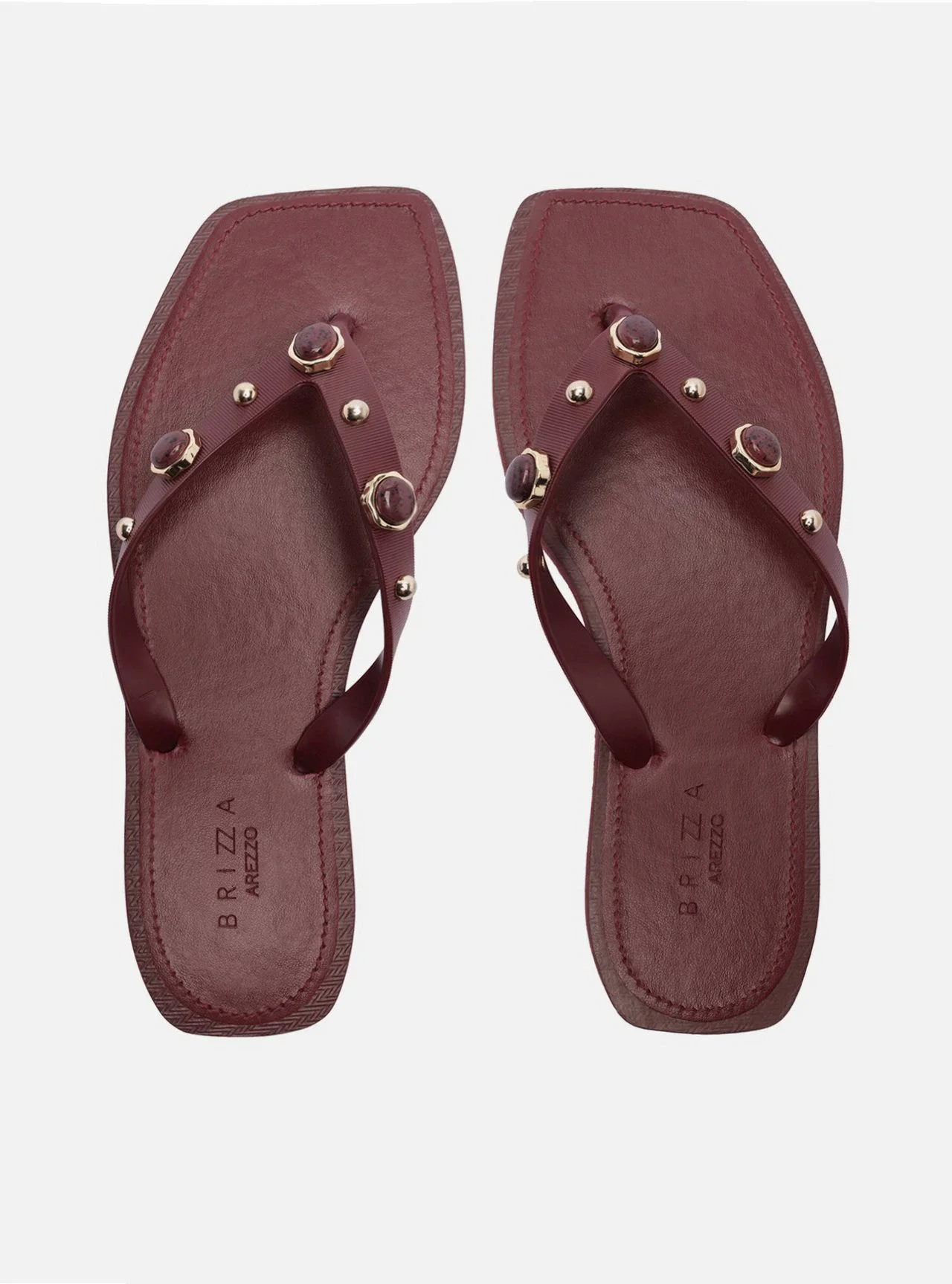 Chinelo de Dedo Vermelho Bico Quadrado Brizza