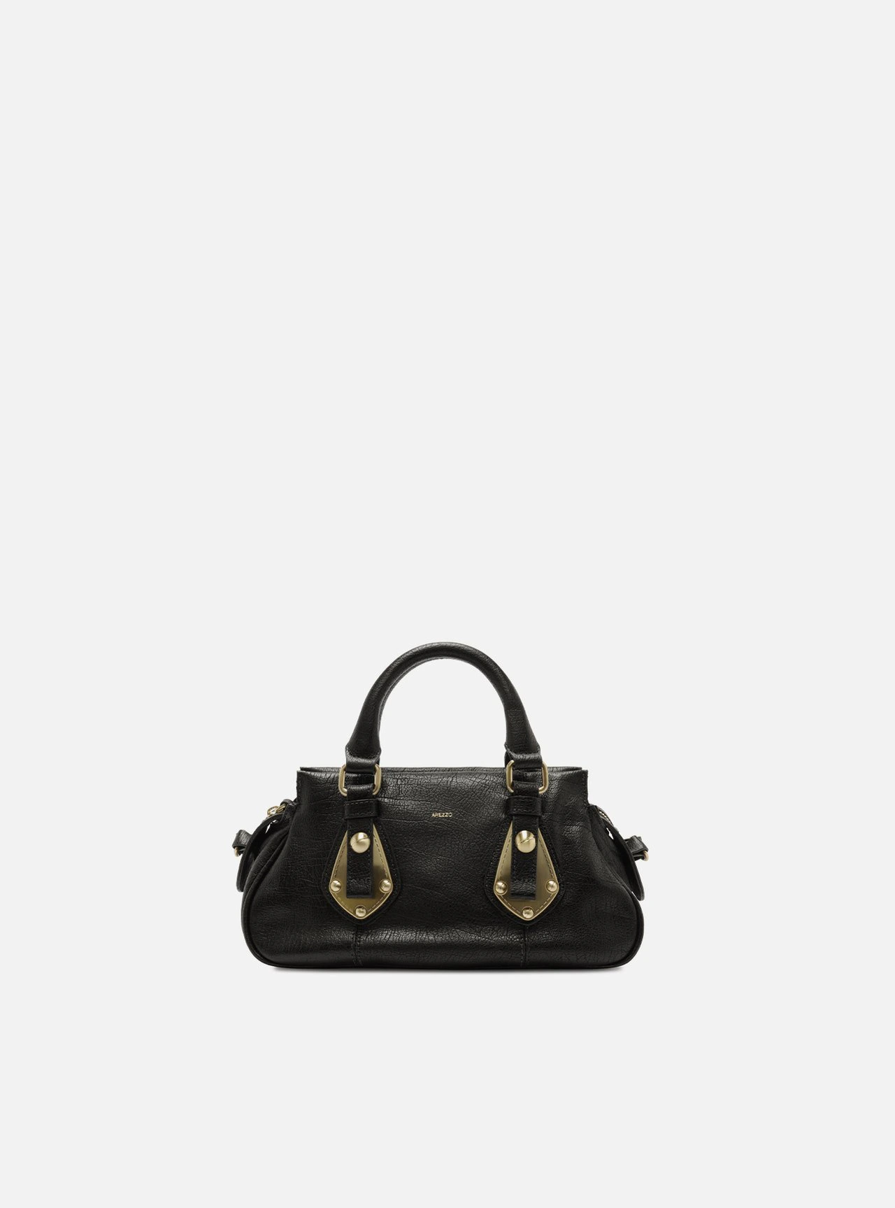Bolsa Tote Preta Couro Pequena Metais