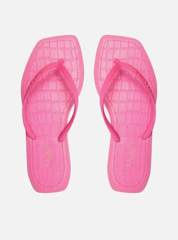 Chinelo de Dedo Rosa Square Palmilha Croco