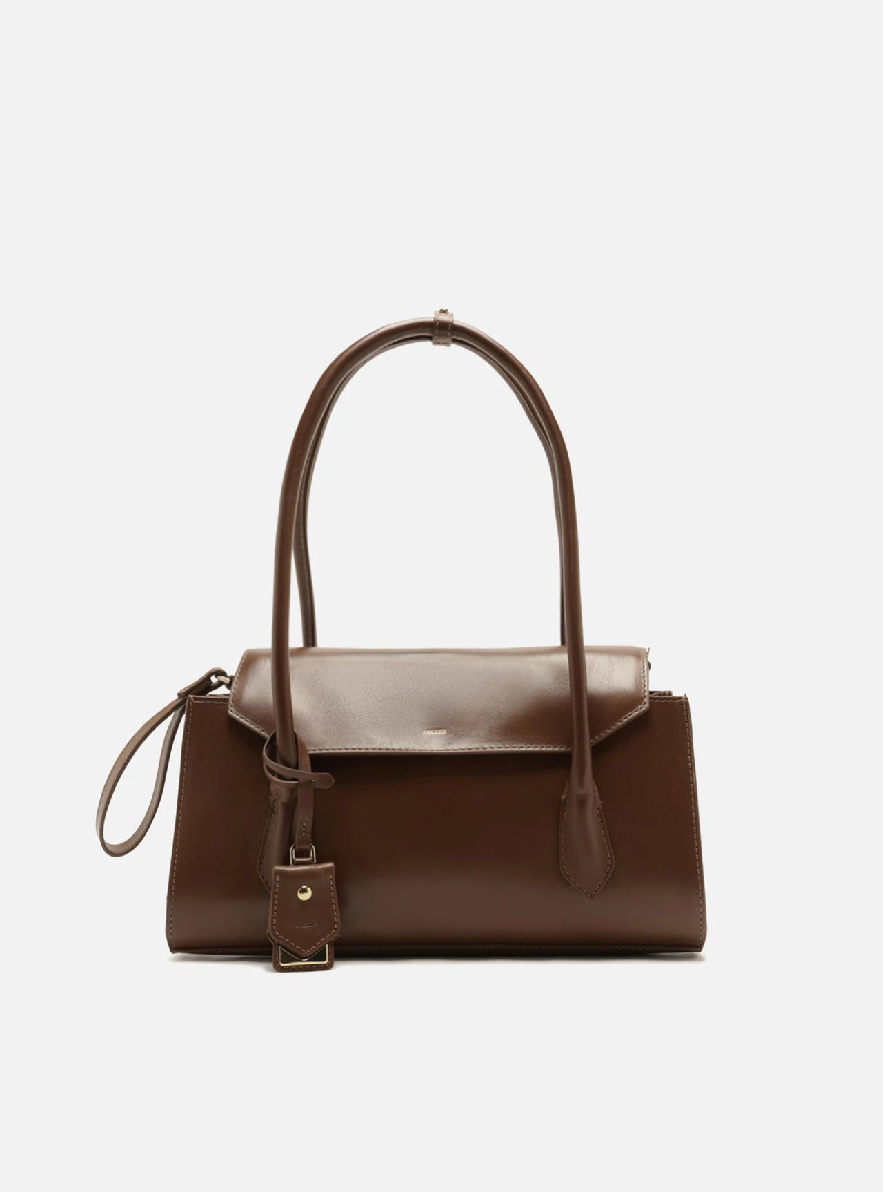 Bolsa Shoulder Marrom Couro Média Alça Corrente