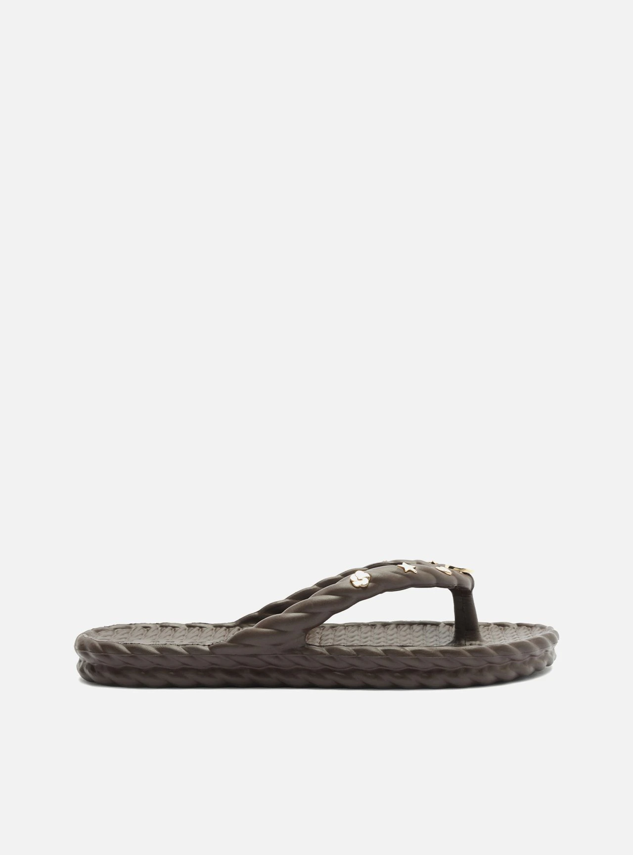 Chinelo de Dedo Marrom Plataforma Metais Brizza