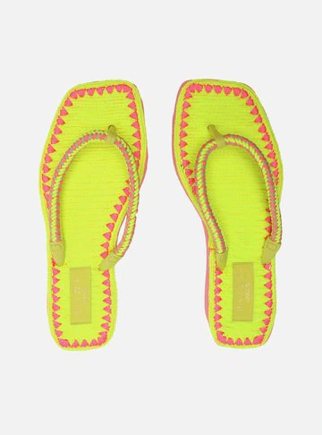 Chinelo de Dedo Amarelo Square Crochê Brizza