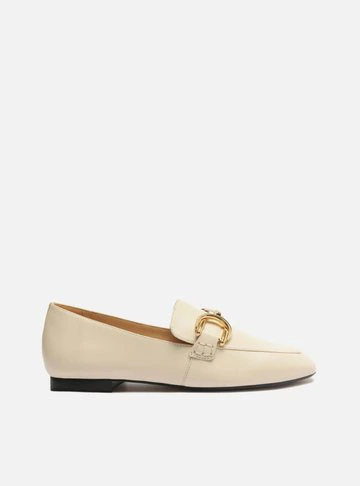 Mocassim Branco Couro Bico Redondo Classy