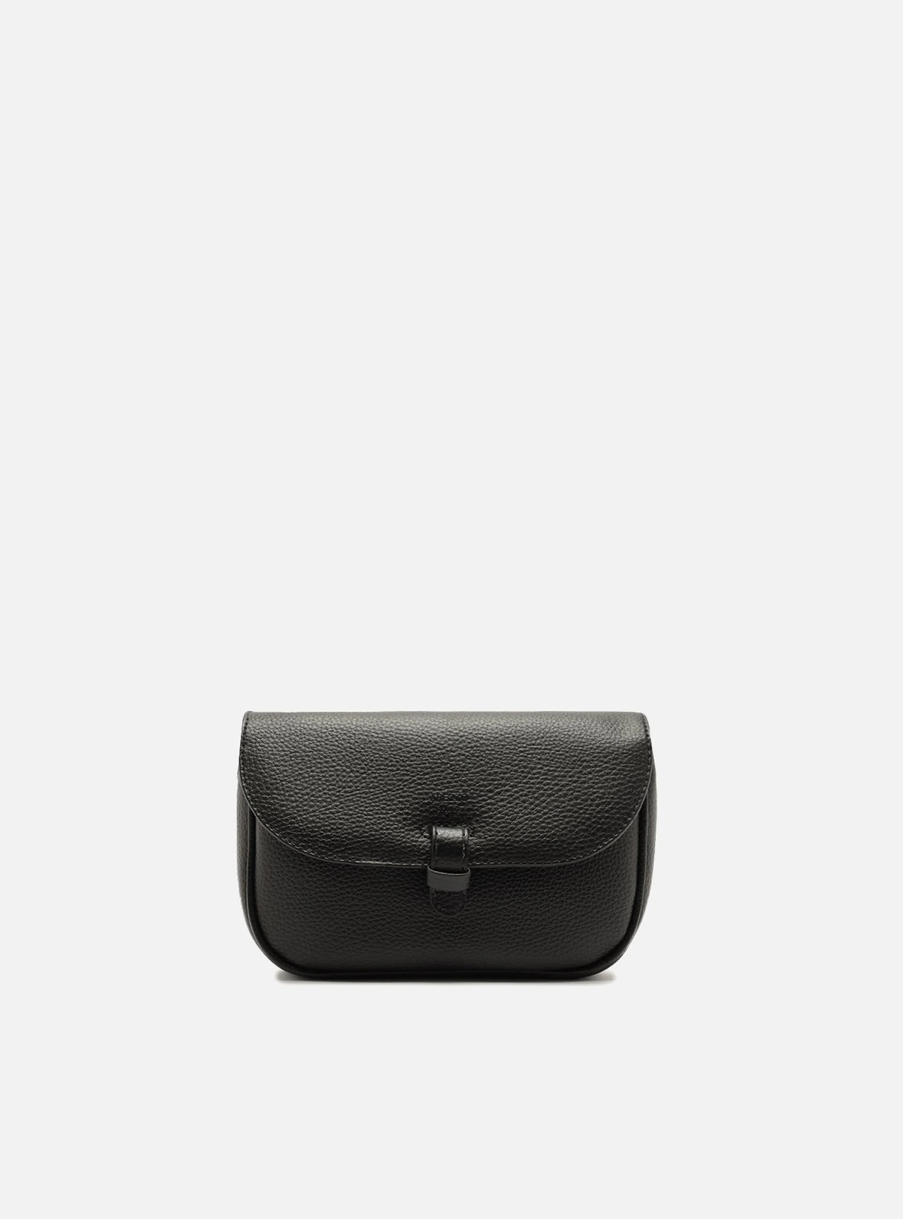 Bolsa Tiracolo Preta Pequena Granulada Nó