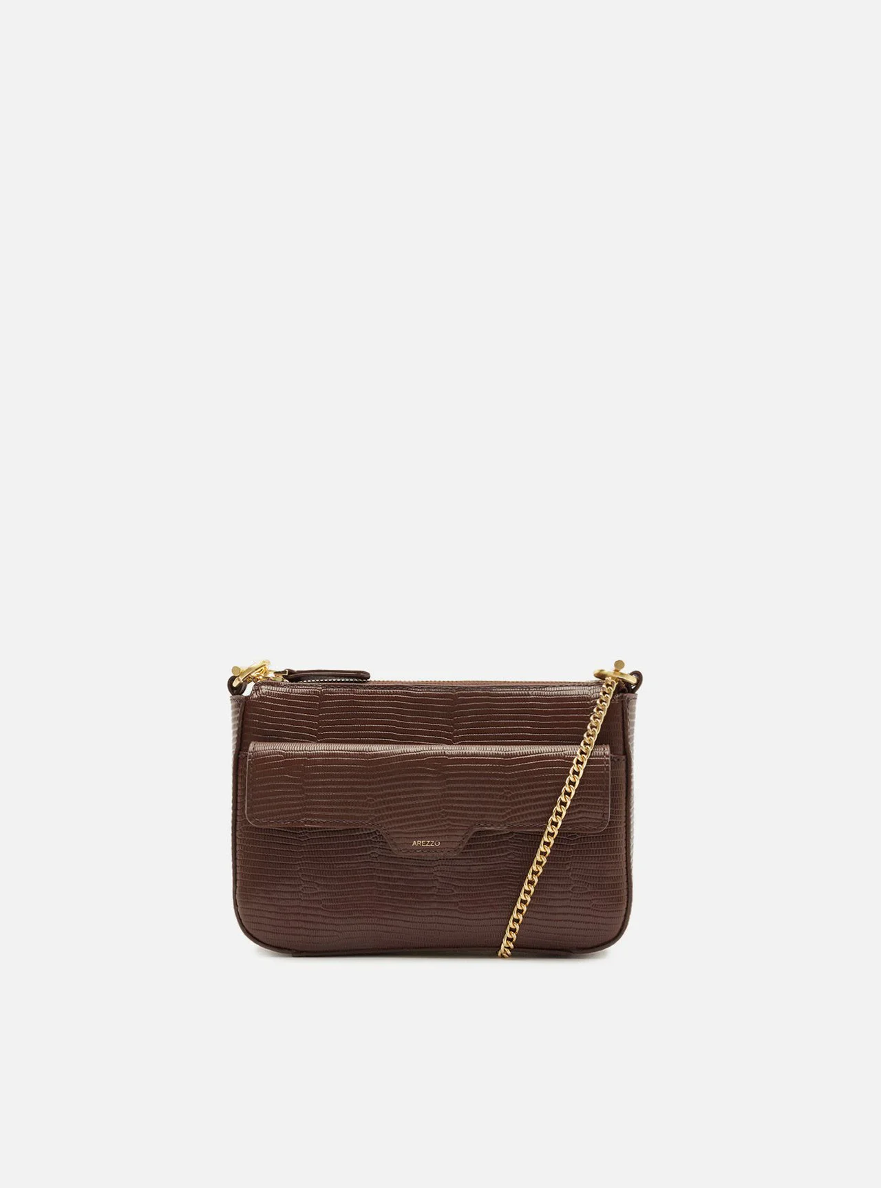 Bolsa Tiracolo Marrom Couro Pequena Corrente