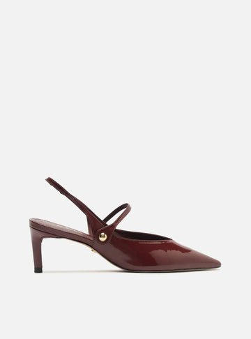 Scarpin Bordô Verniz Kitten Slingback