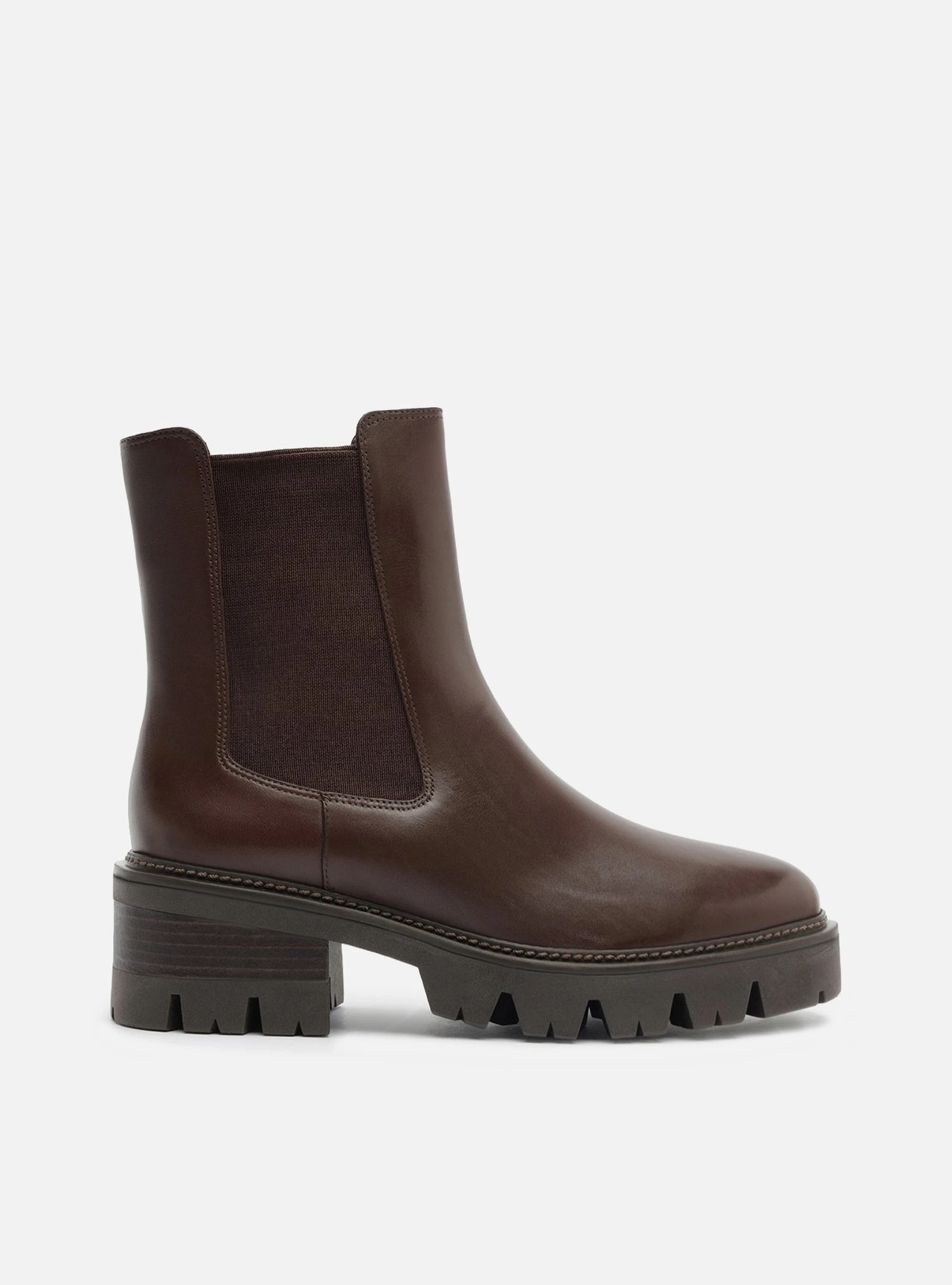 Bota Marrom Cano Curto Salto Tratorado Chelsea