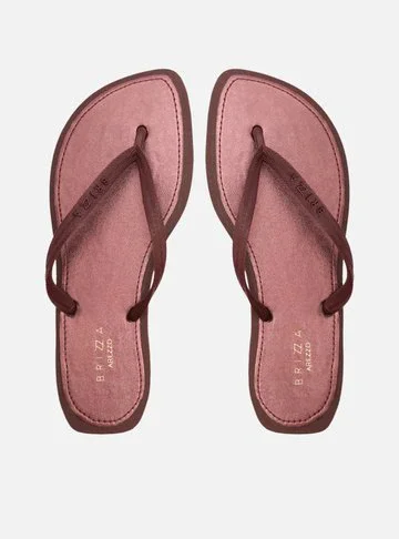 Chinelo de Dedo Vermelho Metal Recouro Flash