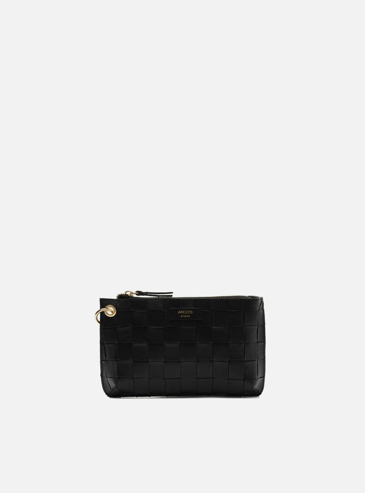 Bolsa Tiracolo Preta Tressê Pequena Tag