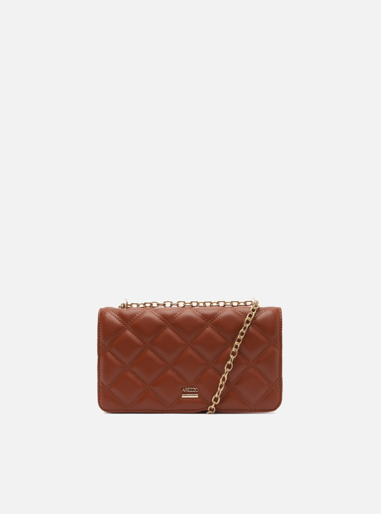 Bolsa Tiracolo Marrom Pequena Matelassê Corrente