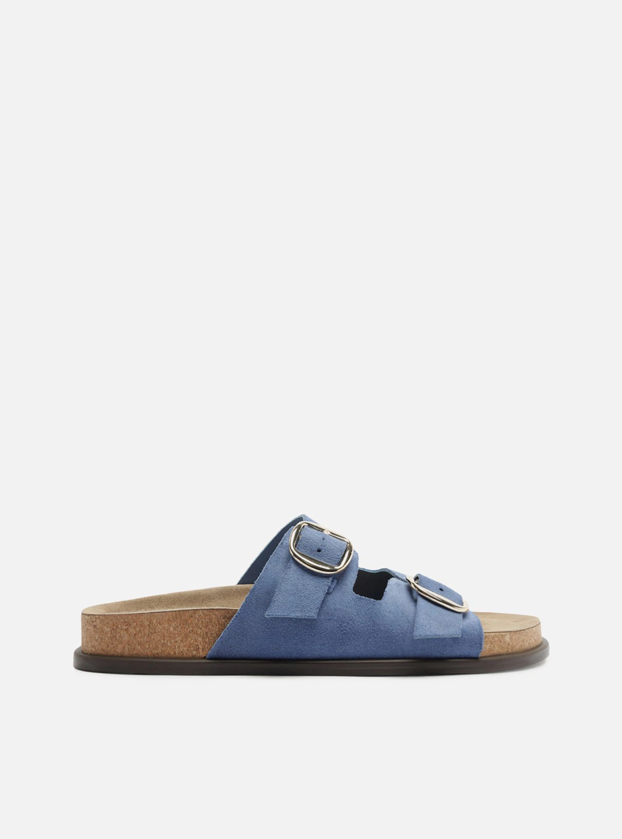 Sandália Papete Azul Acamurçada Flatform Metais