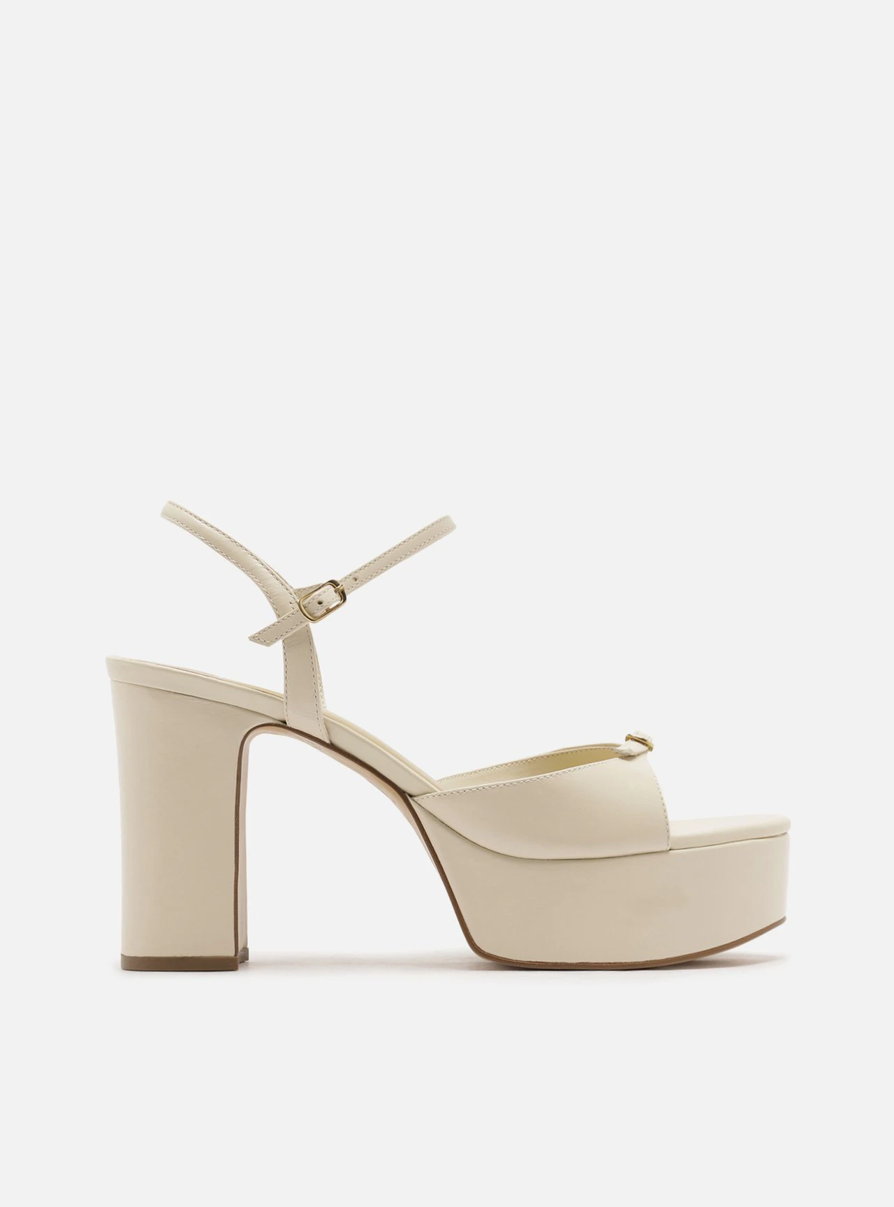 Sandália Off-White Couro Meia Pata Fivela